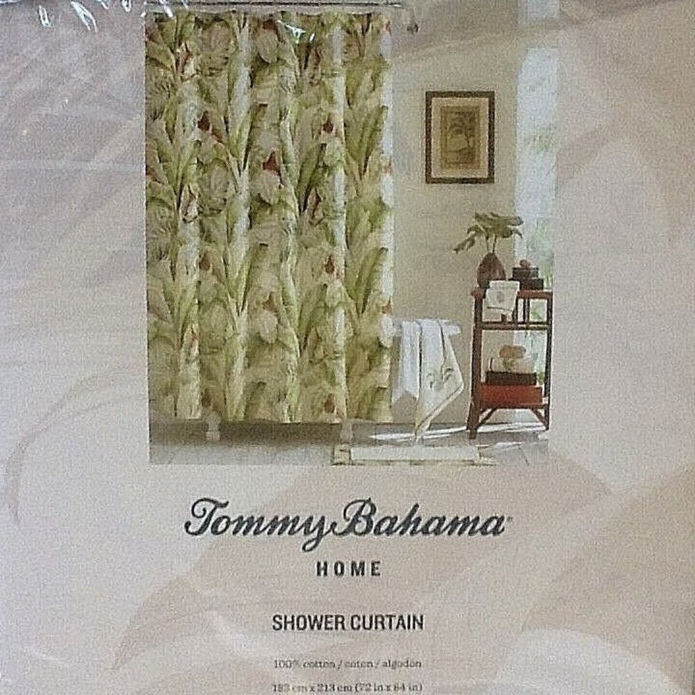 new Tommy Bahama GREEN LEAF PALMIERS 72 x 84 inch Extra Long Shower Curtain